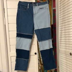 Hollister Women's Straight Leg Patchwork Jeans - Blue Mix
